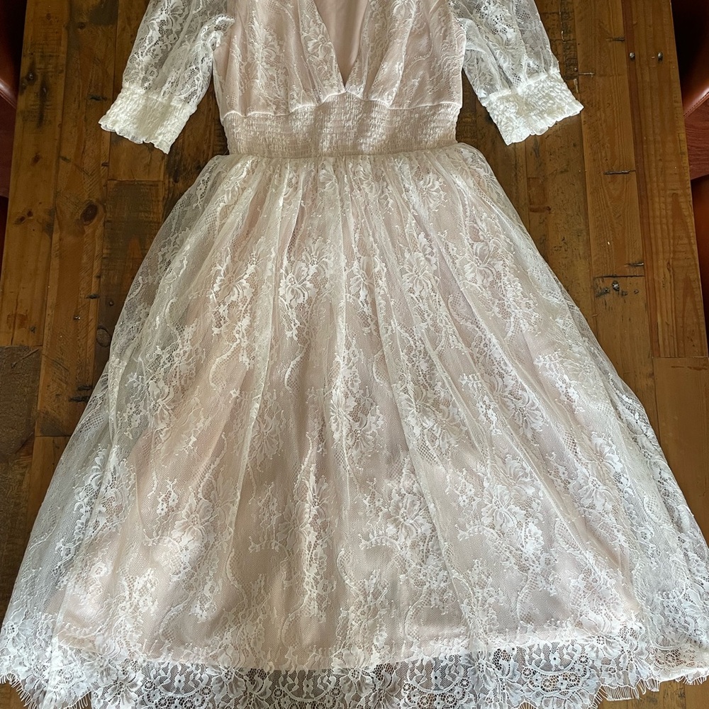 Baltic Born Lace Midi Dress in Cream